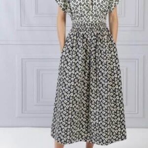 Apiece Apart Black and Cream Floral Midi Dress